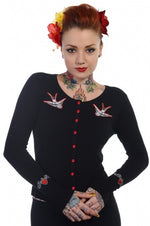 Cardigan Hybrid Noir Et Rouge S