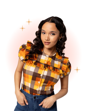 Blouse Darlene Orange et Brune