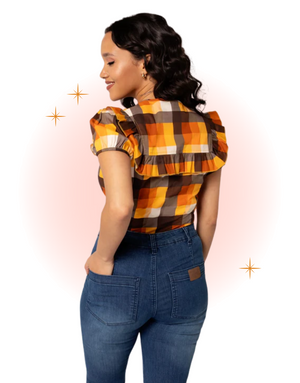 Blouse Darlene Orange et Brune