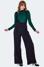 Pantalon Taille Haute Noir Avec Bretelle XS