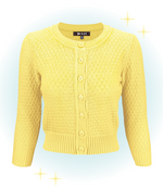 Cardigan Crocheté Col rond Jaune Bébé S