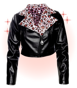 Jacket Noir Collet Leopard Rose XS