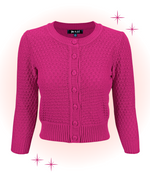 Cardigan Crocheté Col rond Magenta S