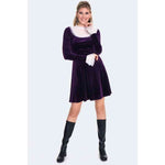 Robe Velour Mauve et Dentelle Blanche XS