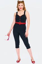 Combinaison Noire Avec Ceinture Coeur Rouge XS