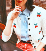 Cardigan Crocheté Blanc à Cerises S