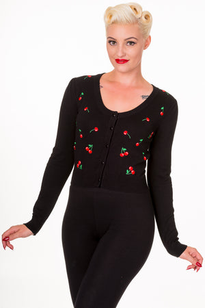 Cardigan Drive Me Crazy Noir Et Rouge