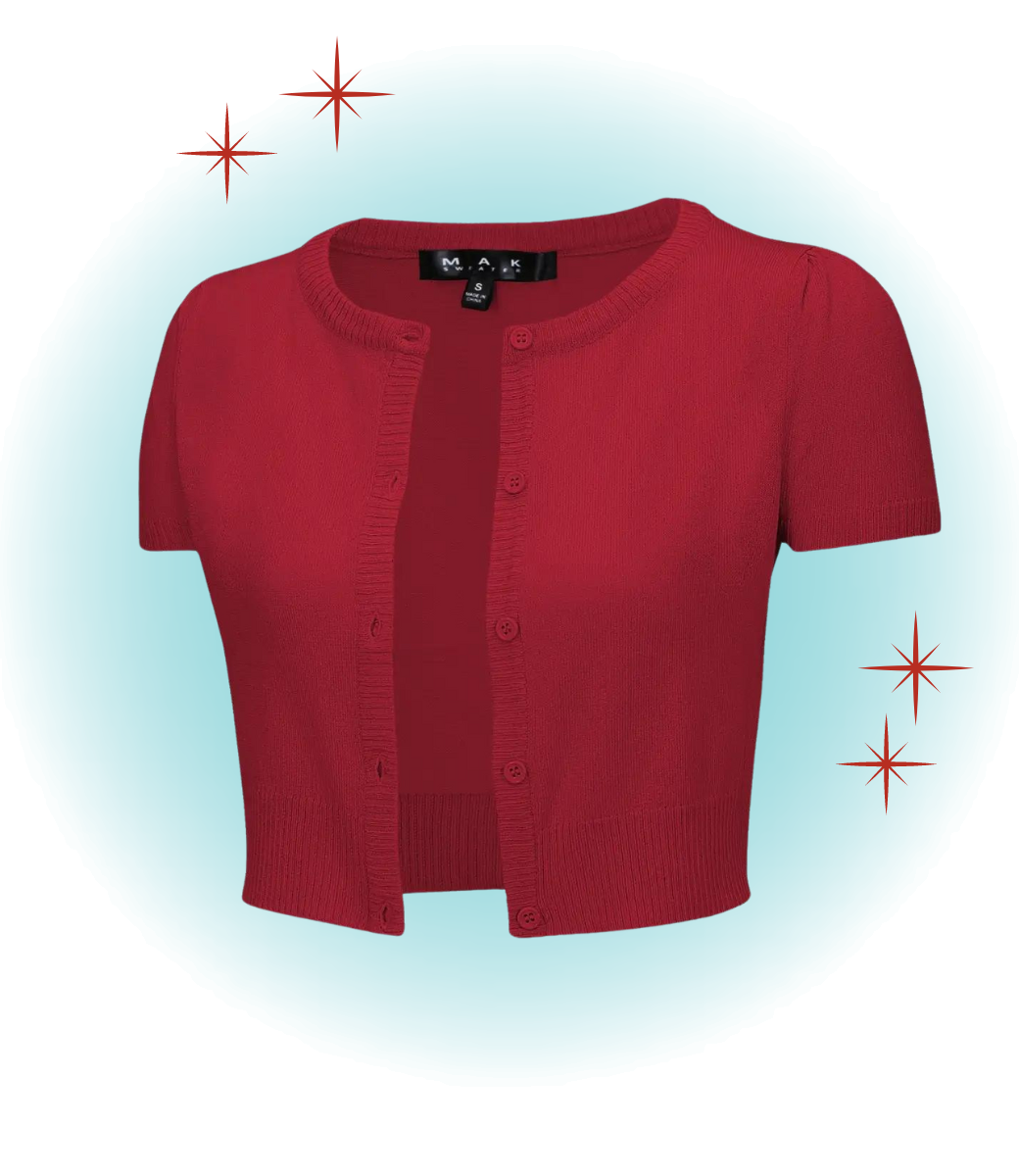 Cardigan Rouge Manches Courtes Col Rond  S
