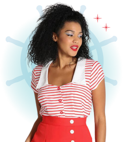 Blouse Ahoy Rouge et Blanche  XS