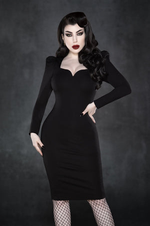 Robe Femme Fatale Ajusté Noire  XS