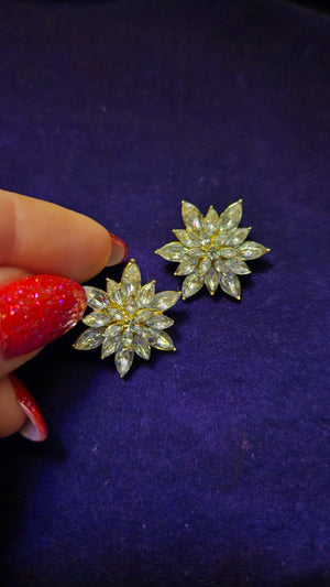 Boucles d'Oreilles Flocons en Strass Argent