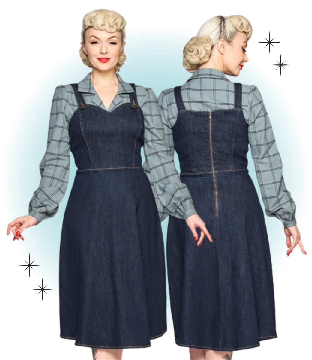 Robe Pinafore Évasée Jupiter Denim Bleu  S