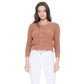 Beige Peach Round Neck Crochet Cardigan