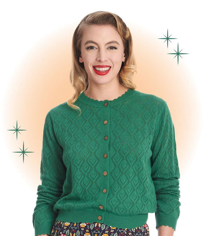 Cardigan Hearts Charm Vert S