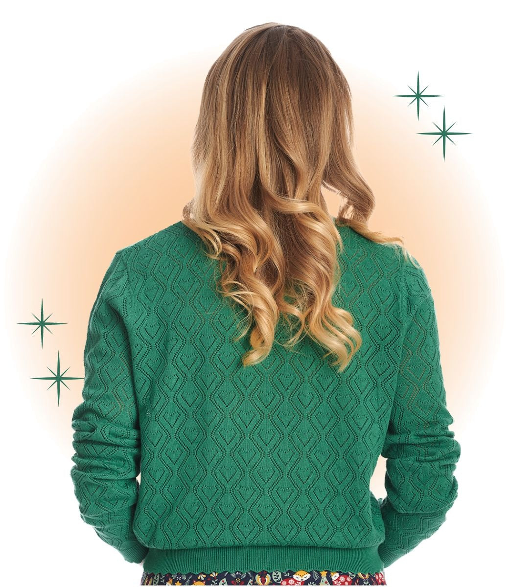 Cardigan Hearts Charm Vert S