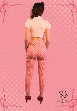 Pantalon taille haute Gloria Vichy Rose