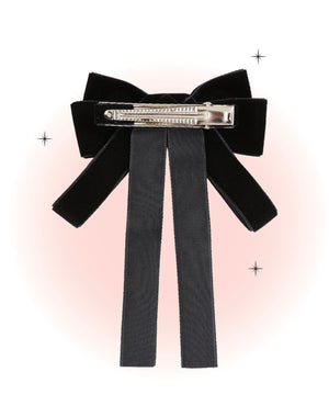 Barrettes Nœud À Cheveux Claire Velours Noire