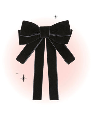 Barrettes Nœud À Cheveux Claire Velours Noire