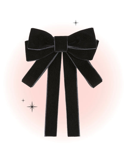 Barrettes Nœud À Cheveux Claire Velours Noire