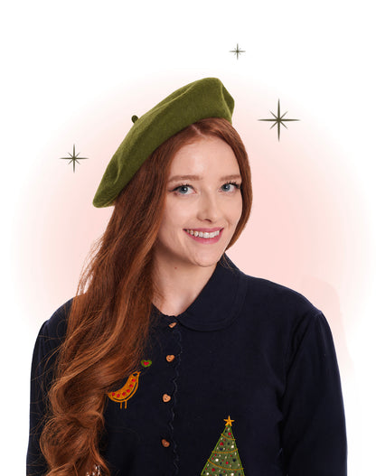 Béret Vintage Claire Vert Mousse