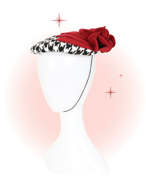 Bibi Pied-De-Poule Fleur Rouge