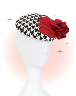 Bibi Pied-De-Poule Fleur Rouge