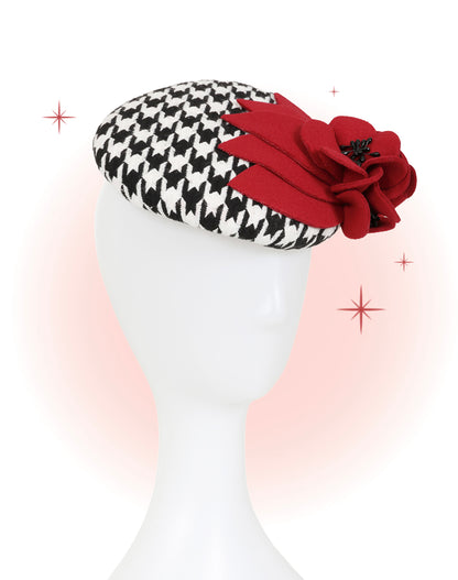 Bibi Pied-De-Poule Fleur Rouge