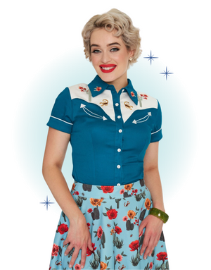 Floral Cactus Western Blouse