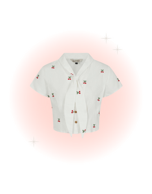 Blouse Cherry Vibe Blanc