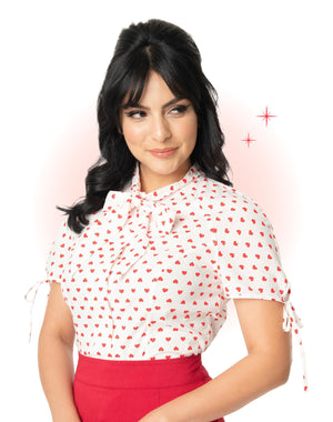 Blouse Coeur Blanche Et Rouge
