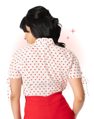 Blouse Coeur Blanche Et Rouge