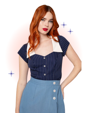 Navy Costello Blouse