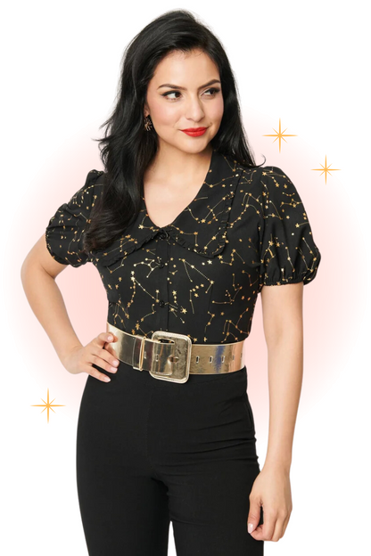 Black Blouse with Golden Stars