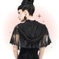 Cape Avec Capuchon Dentelle Noire