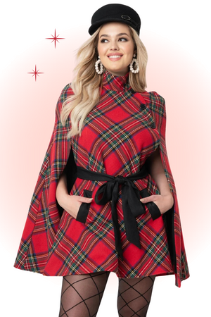 Cape Manteau Savile Tartan Rouge