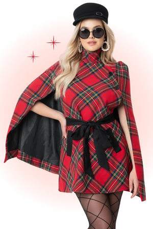 Cape Manteau Savile Tartan Rouge