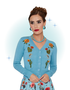 Desert Cactus Blue Cardigan