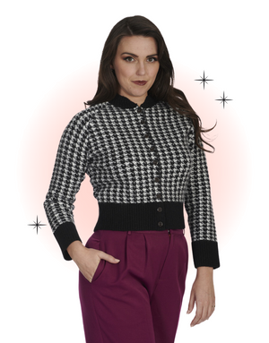 Black and White Houndstooth Hattie Cardigan