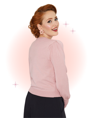 Cardigan Rose À Cerises Brodées