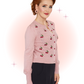 Cardigan Rose À Cerises Brodées