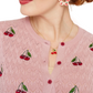 Cardigan Rose À Cerises Brodées