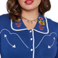 Cardigan Western Floral Bleu
