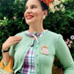Aqua Round Neck Crocheted Cardigan