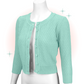 Aqua Round Neck Crocheted Cardigan