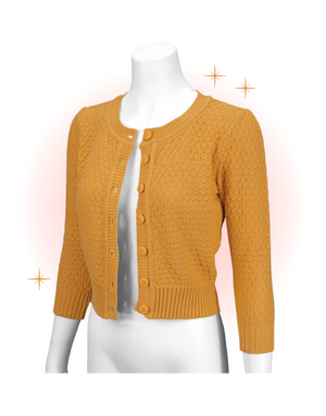 Bronze Round Neck Crochet Cardigan