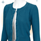 Cárdigan de croché con cuello redondo verde azulado