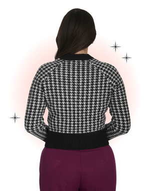 Cardigan Hattie Pied de Poule Noir et Blanc