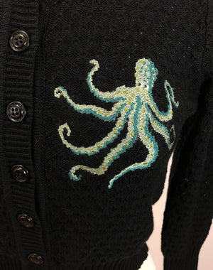 Cardigan Le Valse De La Pieuvre Noir