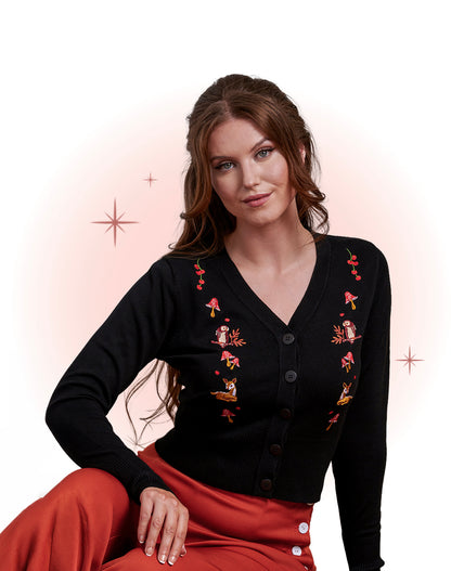 Cardigan Nara Forest Friends Noir