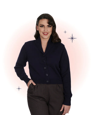 Cardigan Tricot Manches Longues Violet - Bleu Nuit
